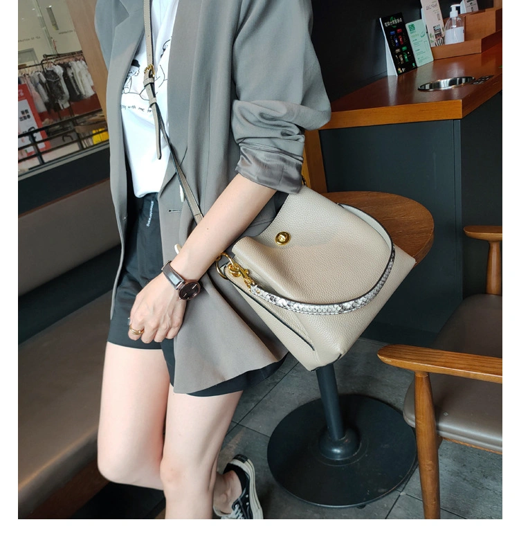 Emg6507 Women Luxury Leather Bag Crossbody Custom Designer Real Genuine Shoulder Fashion Bucket Handbag