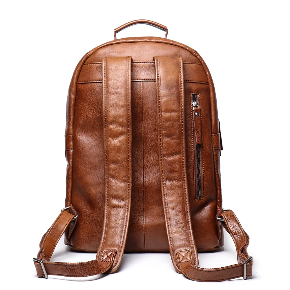 Genuine Leather Men Women Travel Bag Soft Real Leather Cowhide Laptop Shoulder Bag Backpack