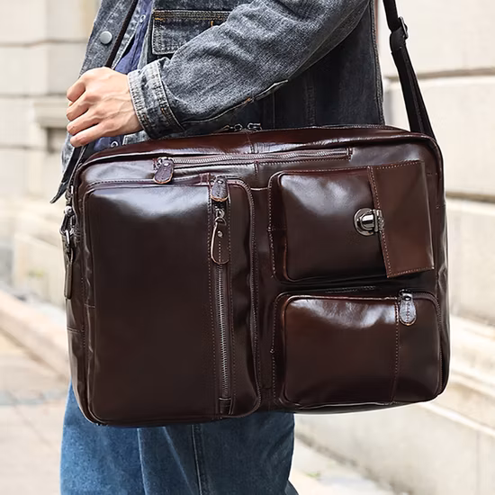 防水本革ラップトップバックパック